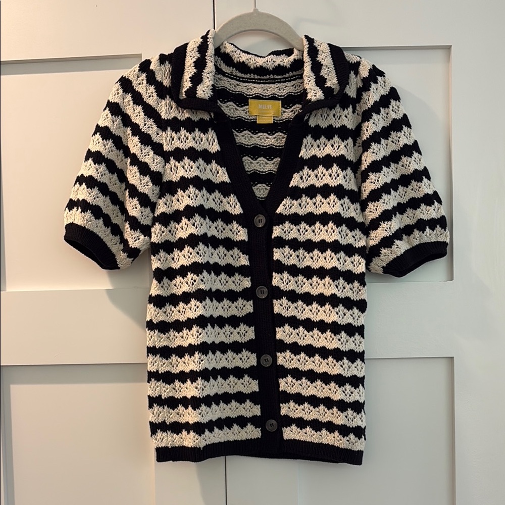 Maeve Black and White Button Down Shirt
